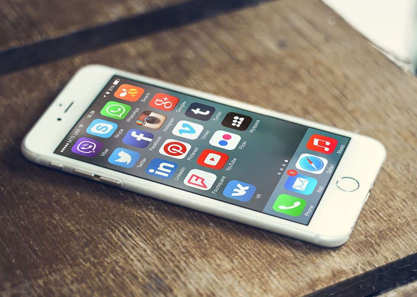 A smartphone screen showing a grid of social media app icons